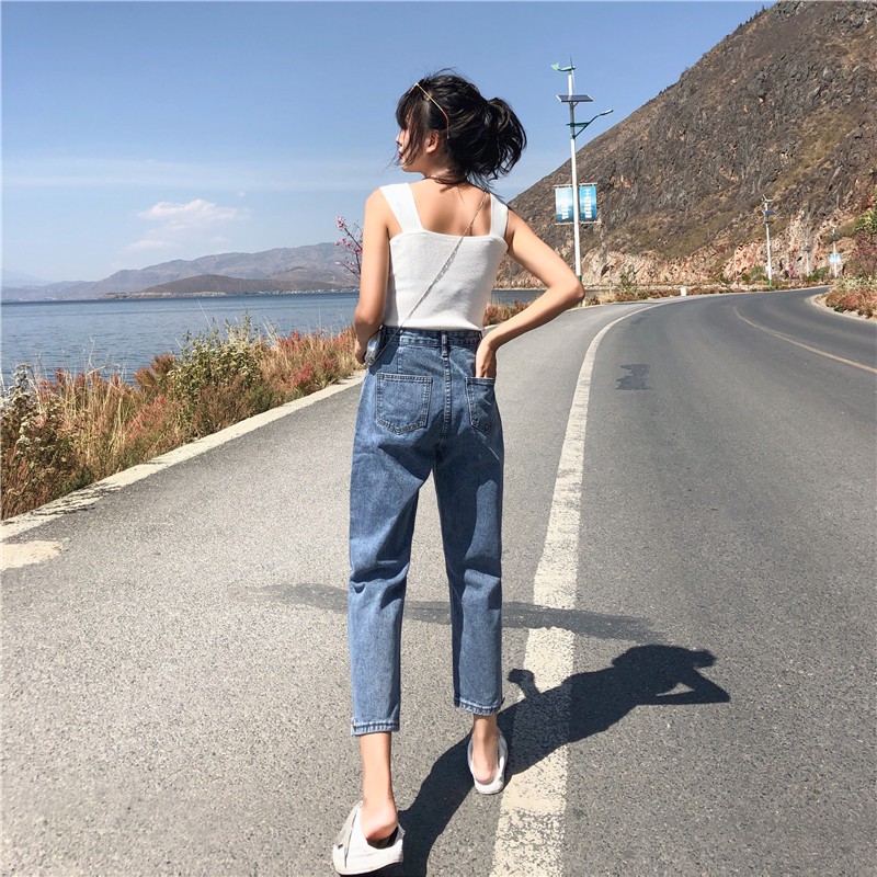 Quần jean Ulzzang quần bo gấu eo cao quần bò Nữ | BigBuy360 - bigbuy360.vn