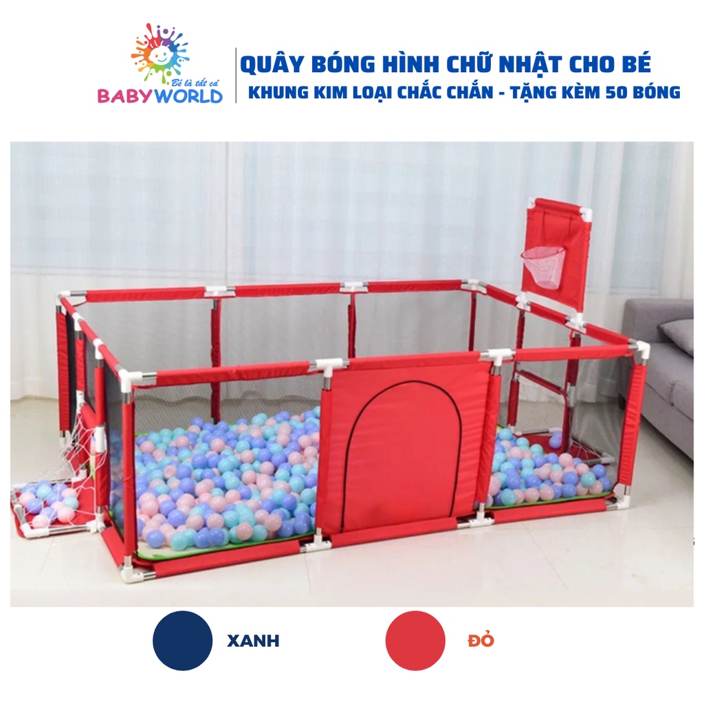 Nhà bóng quây bóng lục giác cho bé, khung thép chắc chắn tặng kèm 15 bóng