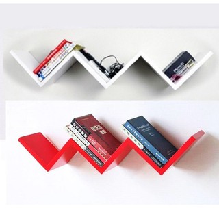 Bộ 2 kệ W treo tường độc đáo, gỗ lõi xanh chống ẩm cao cấp + Tặng phụ kiện lắp đặt VDKT05A