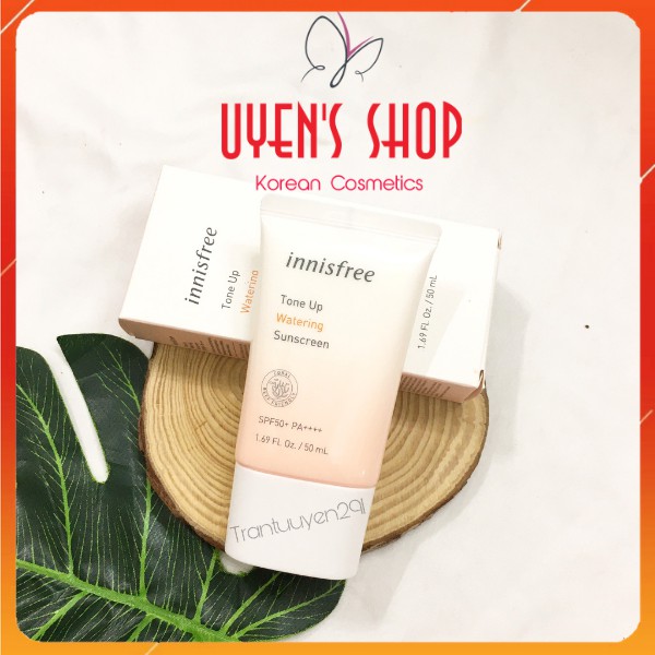 Kem chống nắng cho da khô, kiềm dầu Innisfree Tone up Watering Sunscreen SPF 50+ PA++++ 50ml