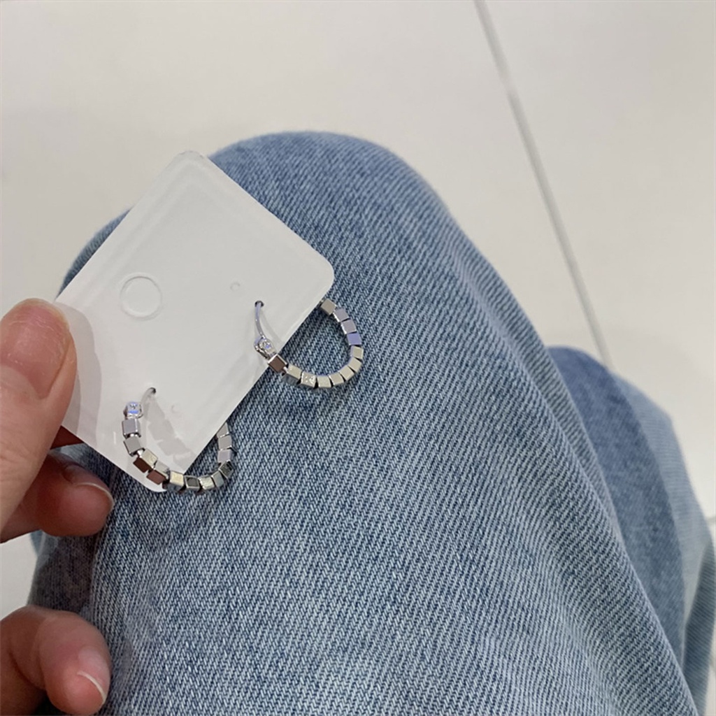 Đơn Giản Hàng Ngày ~ Khuyên Tai Hạt Hình Vuông Xiaomi Phong Cách Cá Tính Cao Cấp Thời Trang Cho Nữ