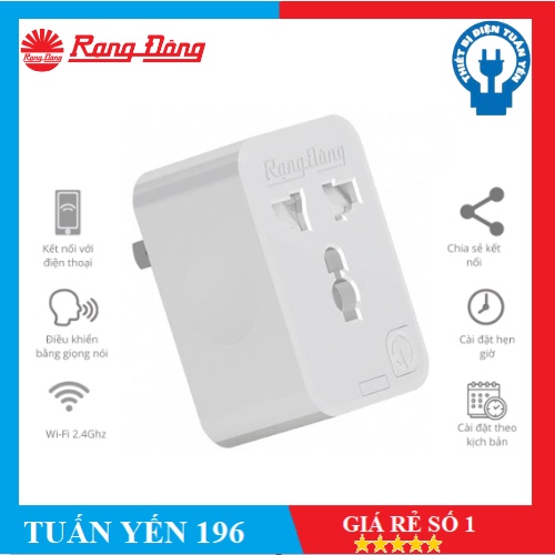 Ổ Cắm Thông Minh Wifi Rạng Đông 16A Điều Khiển Qua App + Giọng Nói, Hẹn Giờ, BH 2 Năm