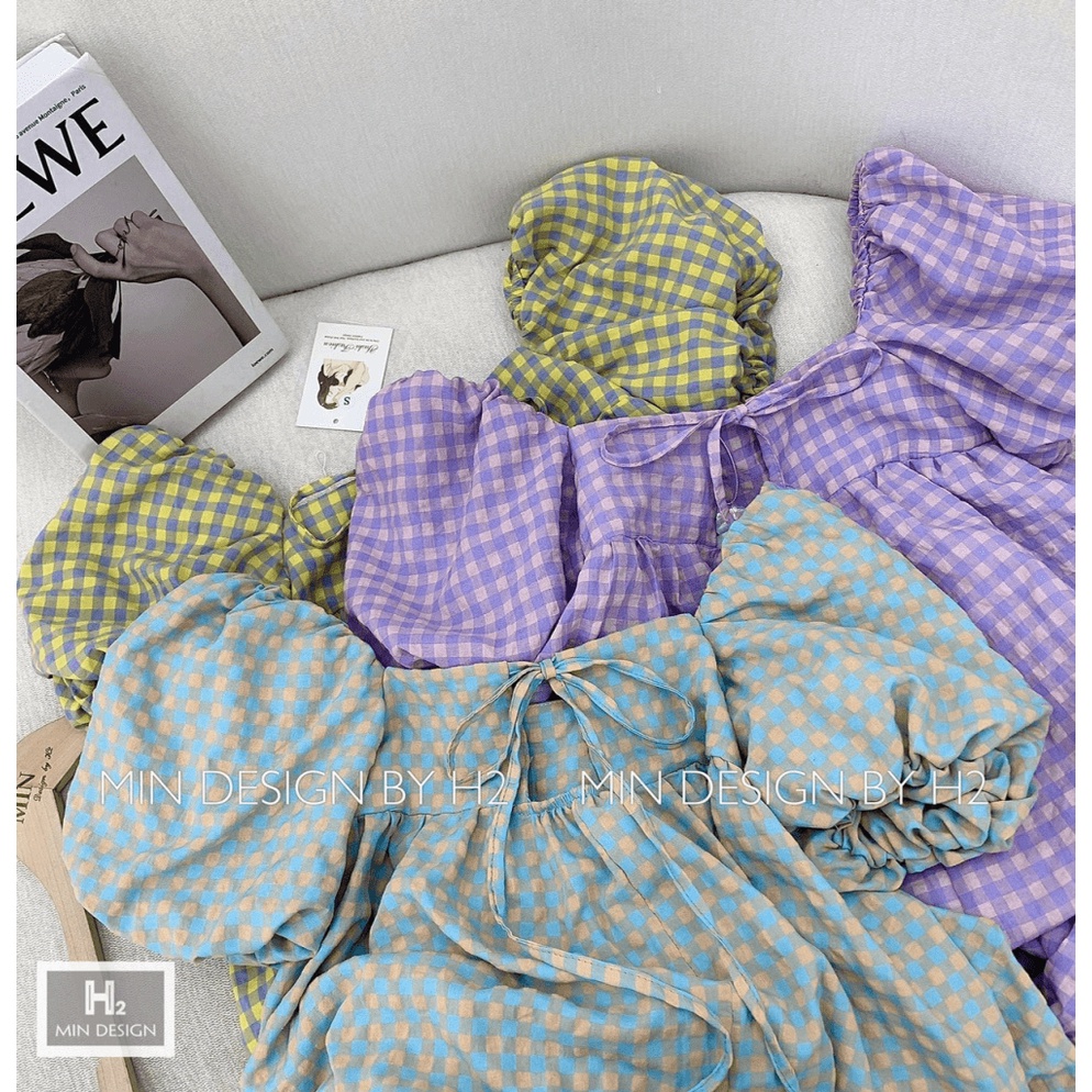 (Free Ship) Đầm Suông Nữ Caro Phối Tầng Cực XInh UP