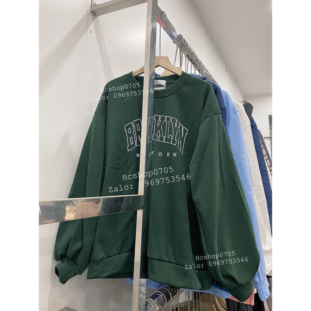 Áo Nỉ áo sweater Los Angeles Tay Bồng ❌Ảnh Thật/Video❌ Sweater form rộng oversize 1 màu xanh mạ in chữ siêu đẹp ☘️ | BigBuy360 - bigbuy360.vn