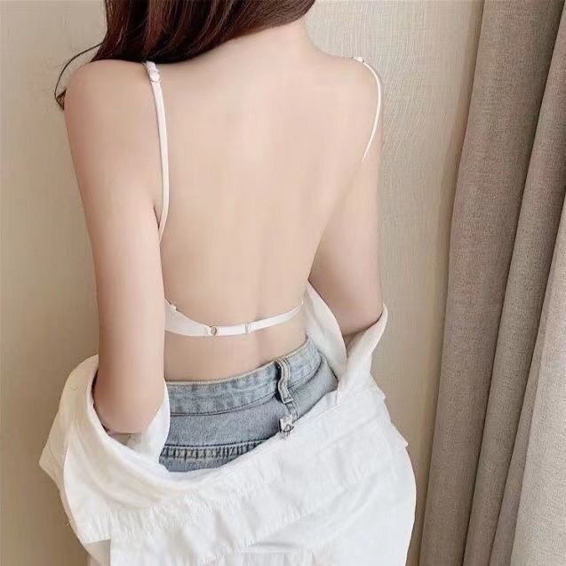 Áo Ngực Lụa Băng Không Đường May Hình Chữ U Lưng Trần Vô Hình Dành Cho Nữ Mặc Trong Tiệc Cưới