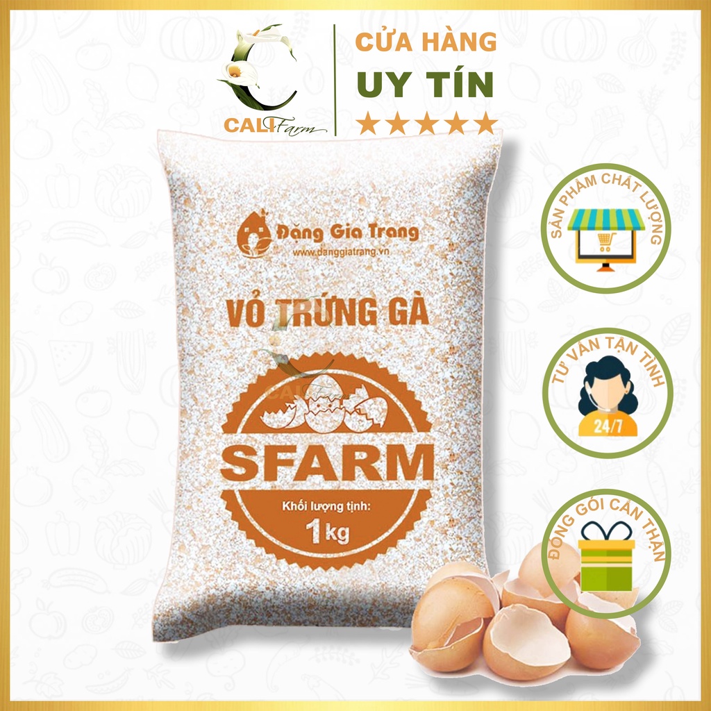 Vỏ Trứng Gà Sfarm 1Kg đã qua xử lí, giàu canxi và khoáng chất tốt cho cây