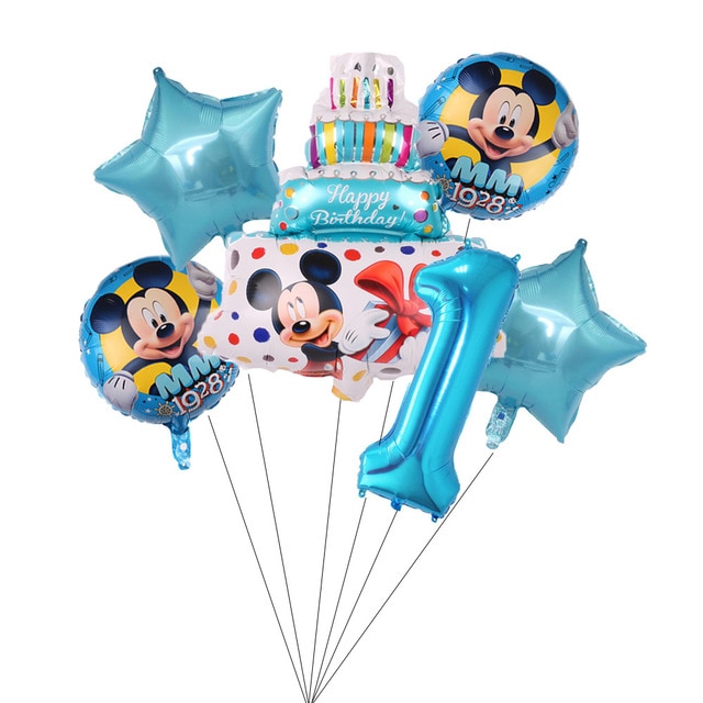 Set Bong Bóng Tráng Nhôm Hình Chuột Mickey / Minnie Hoạt Hình Đáng Yêu Trang Trí Cho Bé