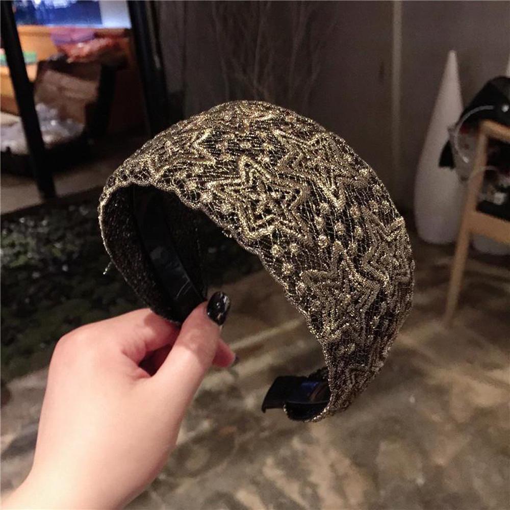 SOMEDAYZL Băng Đô Cài Tóc Bằng Lụa Chống Trượt Thêu Hoa Phong Cách Cổ Điển Thời Trang Cho Nữ