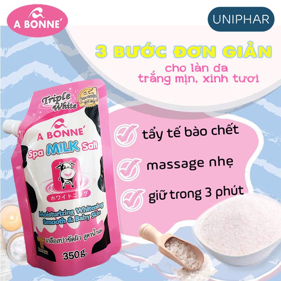 Muối tắm sữa bò A Bonne Thái Lan - Muối tắm tẩy tế bào chết, trắng da - Hàng nhập khẩu có tem phụ