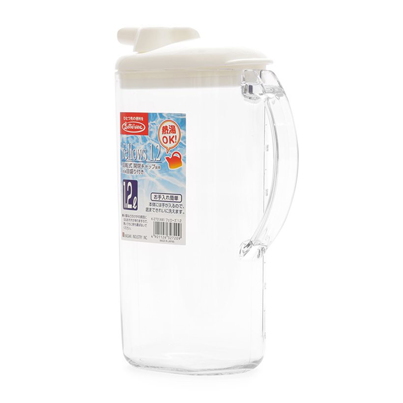 Bình nước chịu nóng lạnh 1.2l Lustroware Nhật Bản K_272AW Nhựa PP kháng khuẩn, không mùi hàng nhập khẩu