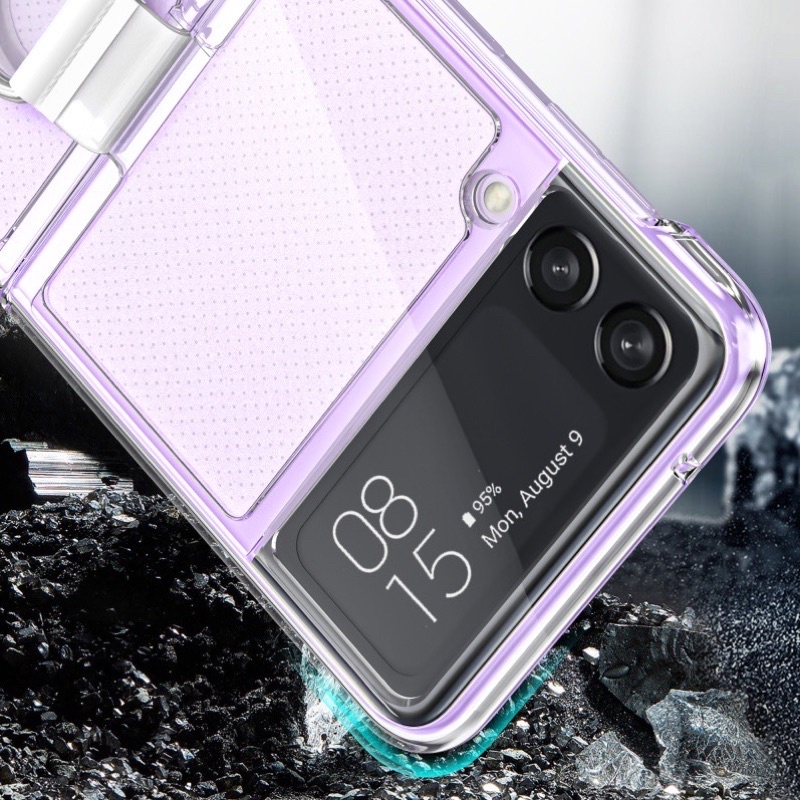 Samsung Z Flip 5 5G, Z Flip 4 5G, Z Flip 3_Ốp lưng LikGus trong có nhẫn sỏ tay cao cấp sang trọng
