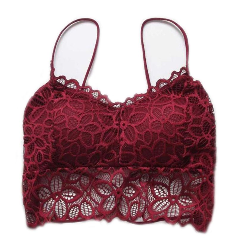 Áo Croptop Hai Dây Phối Ren Hở Lưng Họa Tiết Hoa Xinh Xắn Cho Nữ