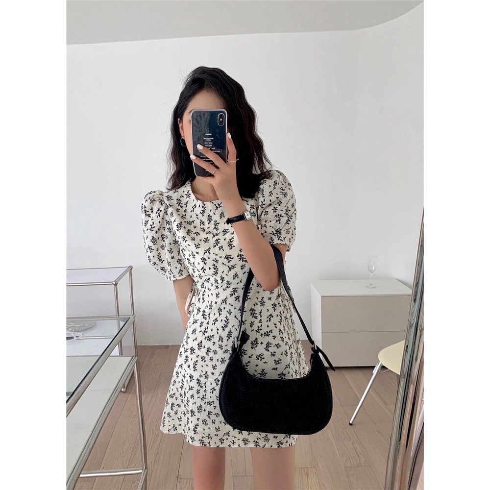 Đầm Hoa Cổ Tròn Thời Trang Pháp Mùa Hè Hàng Mới Dành Cho Bạn Nữ 2022