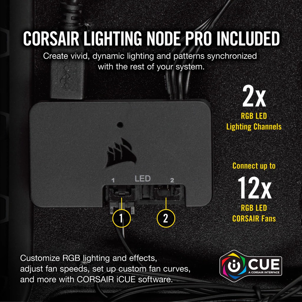 Bộ 3 quạt máy tính 120mm Corsair LL120 RGB kèm Node PRO