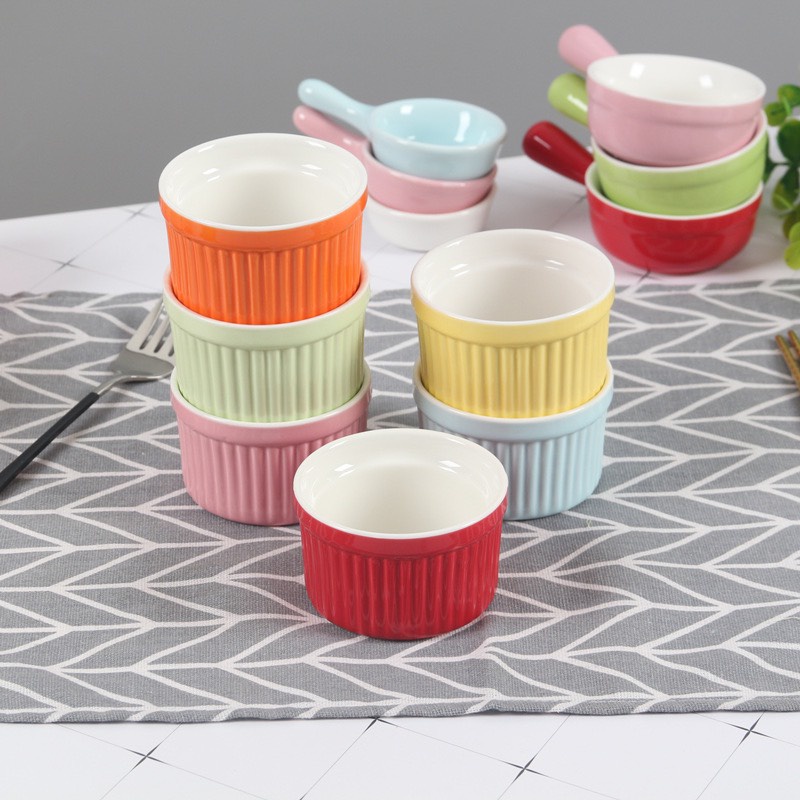 Khuôn làm bánh bằng sứ Ramekin nhiều màu
