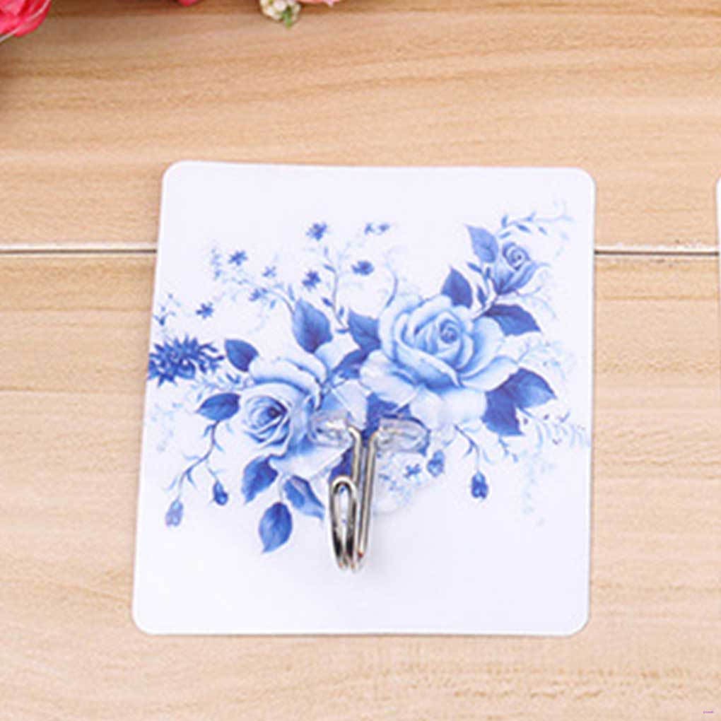 Móc treo mũ nón áo choàng khăn lau túi xách chìa khóa dán tường nhà tắm/nhà bếp in họa tiết màu sắc ngẫu nhiên