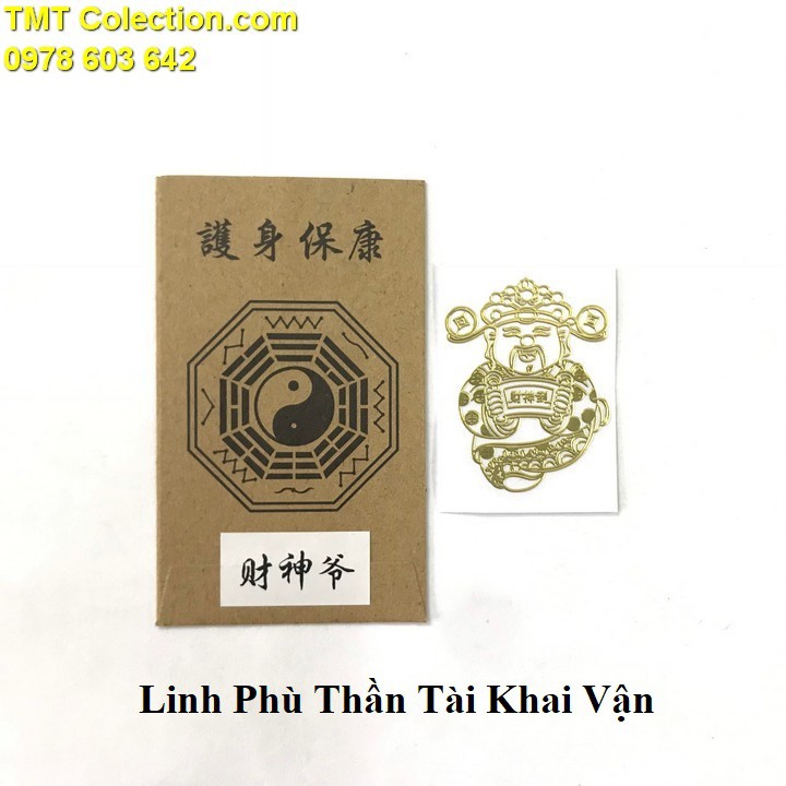 Linh Phù Thần Tài Khai Vận, chất liệu Giấy, băng keo, nhựa plastic, dùng linh phù để dán điện thoại, laptop - SP005345