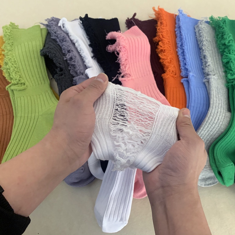 Đôi Tất Cotton Cổ Cao Nhiều Màu Phong Cách Harajuku Cho Nữ Size 34-42