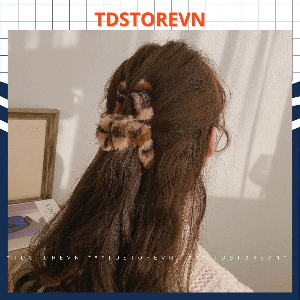 Kẹp tóc lông thỏ màu loang giả kiểu kẹp cua nhựa phong cách Hàn Quốc - TDSTOREVN TD88