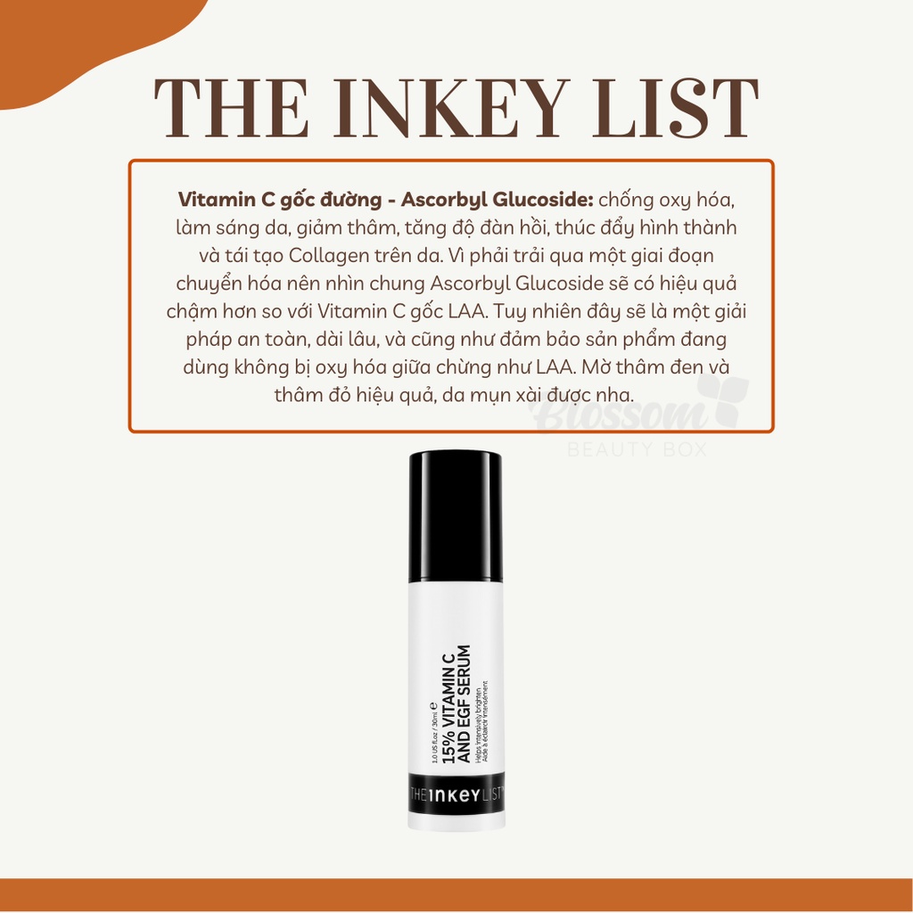 Serum trắng sáng da 15% Vitamin C and EGF THE INKEY LIST