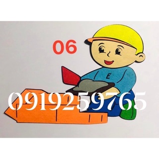 Tranh nỉ -Tranh góc mầm non - góc xây dựng