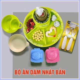 Bộ Bát ăn dặm, Đĩa ăn dặm, Thìa dĩa, khuôn cơm Inomata Nhật cho bé