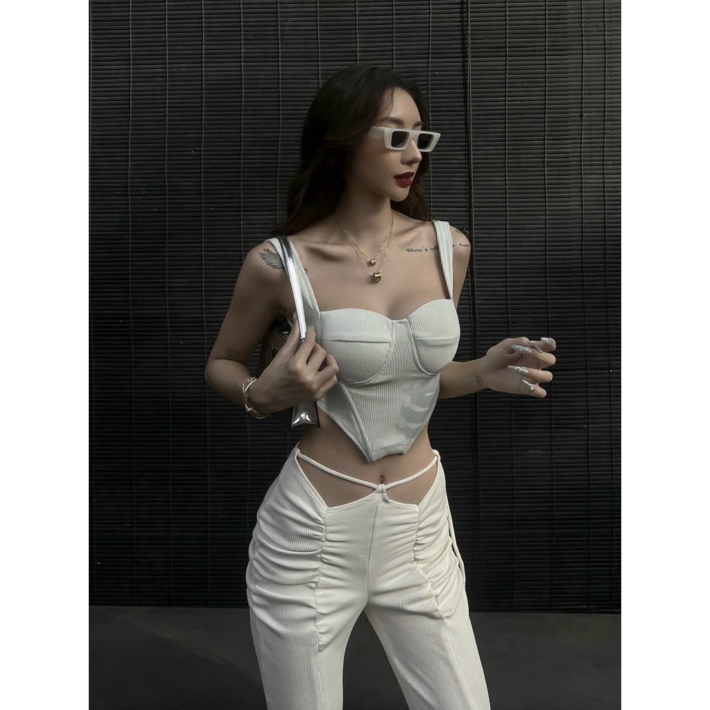 Áo croptop corset cúp ngực thun gân Envy Corset - Tipblu