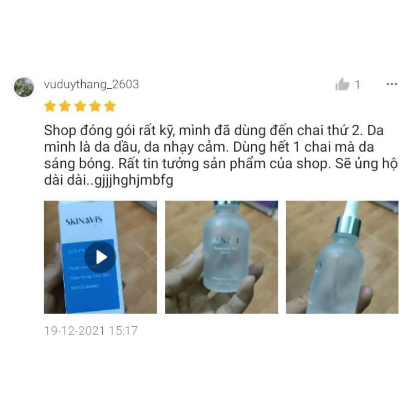 Tinh Chất Cấp Ẩm Phục Hồi SMAS SKINAVIS Hyaluronic Acid &amp; Niacinamide + B5!!!