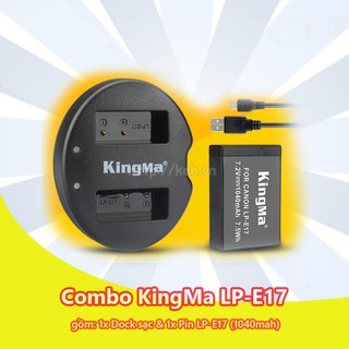 Combo pin + dock sạc kingma lp-e17 1040mah for canon eos m3, m5, m6, 750d