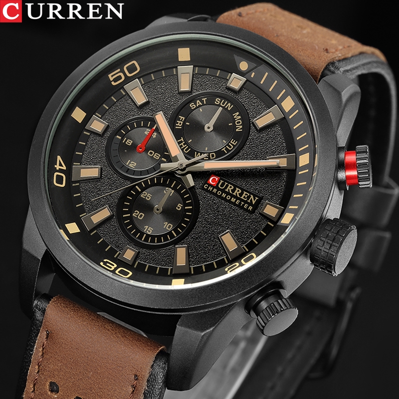 CURREN Men Watch Waterproof Quartz Watches Mens Military Leather Sports Watches Man Clock Casual Business Wristwatch
