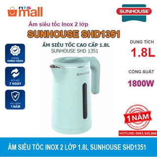 Ấm siêu tốc inox 2 lớp 1.8l sunhouse shd1351 - bình siêu tốc sunhouse