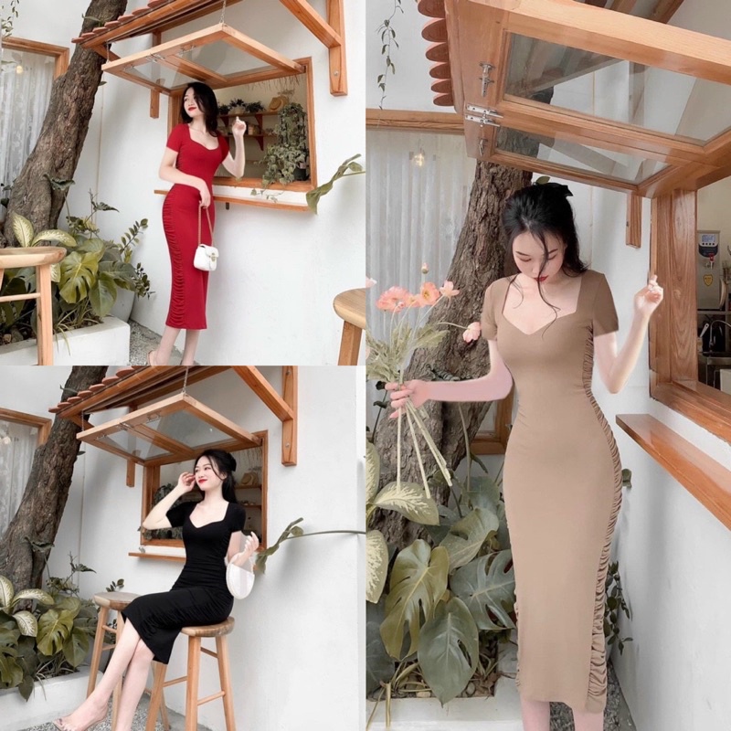 Đầm Body Nhún Sườn Bigsize 55kg Đến 100kg (M/L/XL/XXL)