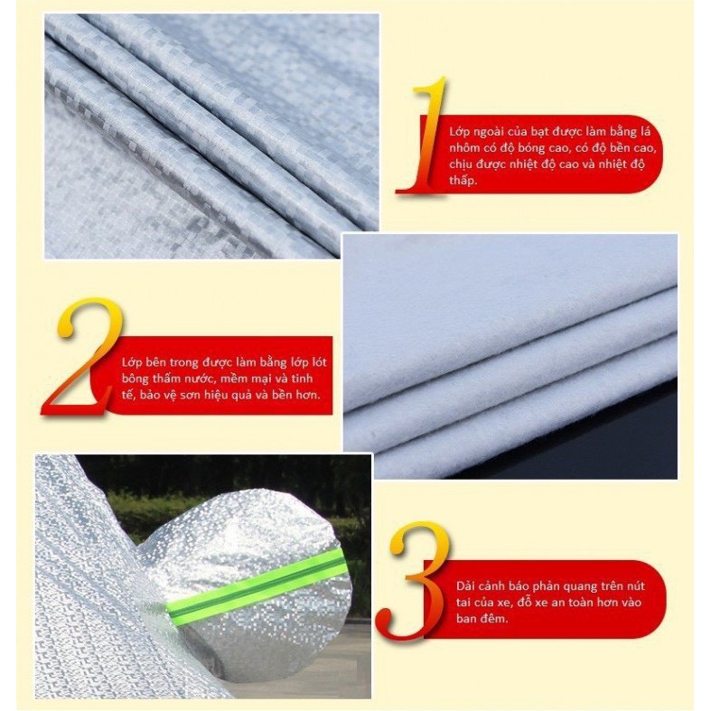 Bạt phủ ô tô toàn xe 3 lớp chống xước, chống nắng, chống mưa, chống cháy