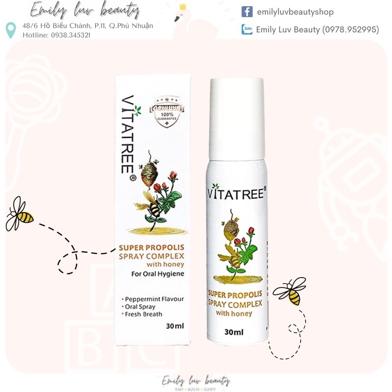 Xịt keo ong Vitatree Super Propolis Úc 30ml