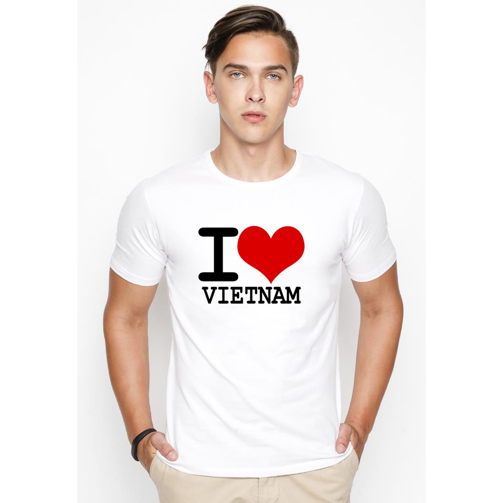 Áo thun nam tay ngắn in chữ I love Viet Nam siêu cute ATND303