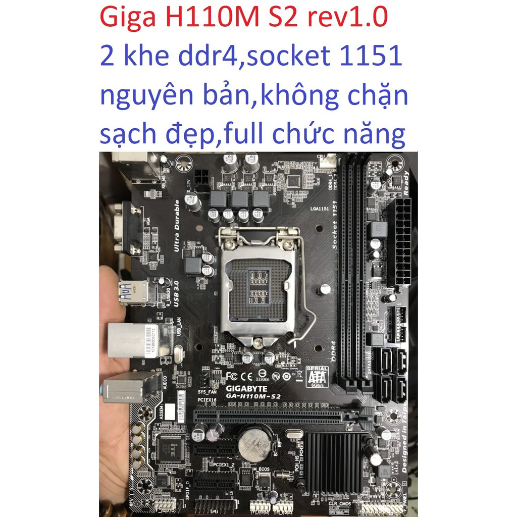 bo mạch chủ máy tính Giga H110M S2 2 khe ram ddr4 socket 1151 v1 mainboard Main PC H110 rev 1.0,cpu e5300