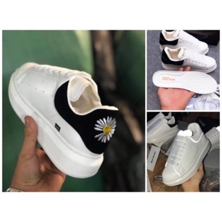 [Xả] Giày McQueen Gót Hoa, Gót đen, Phản quang full Box