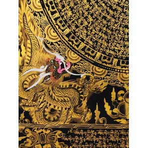 Tranh Liễn Phật Giáo - tranh Chú Lăng Nghiêm- Tranh Madala Thangka-họa tiết Rồng Phượng trang trọng- vải canvas  nẹp gỗ