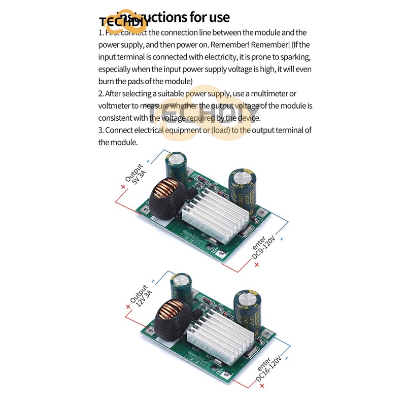 Mô Đun Hạ Áp DC 9V 12V 24V 36V 48V 72V 84V 120V Sang 5V 12V 3A Chuyên Dụng