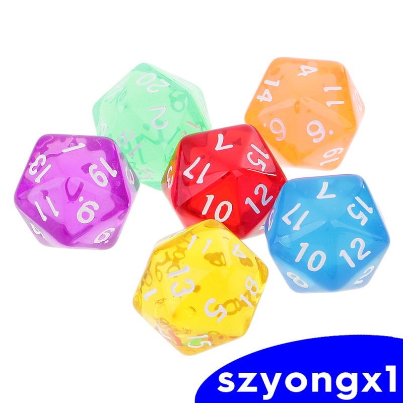 Best sale！  6PCS D20 Polyhedral Game Dice for RPG  DND MTG Game New