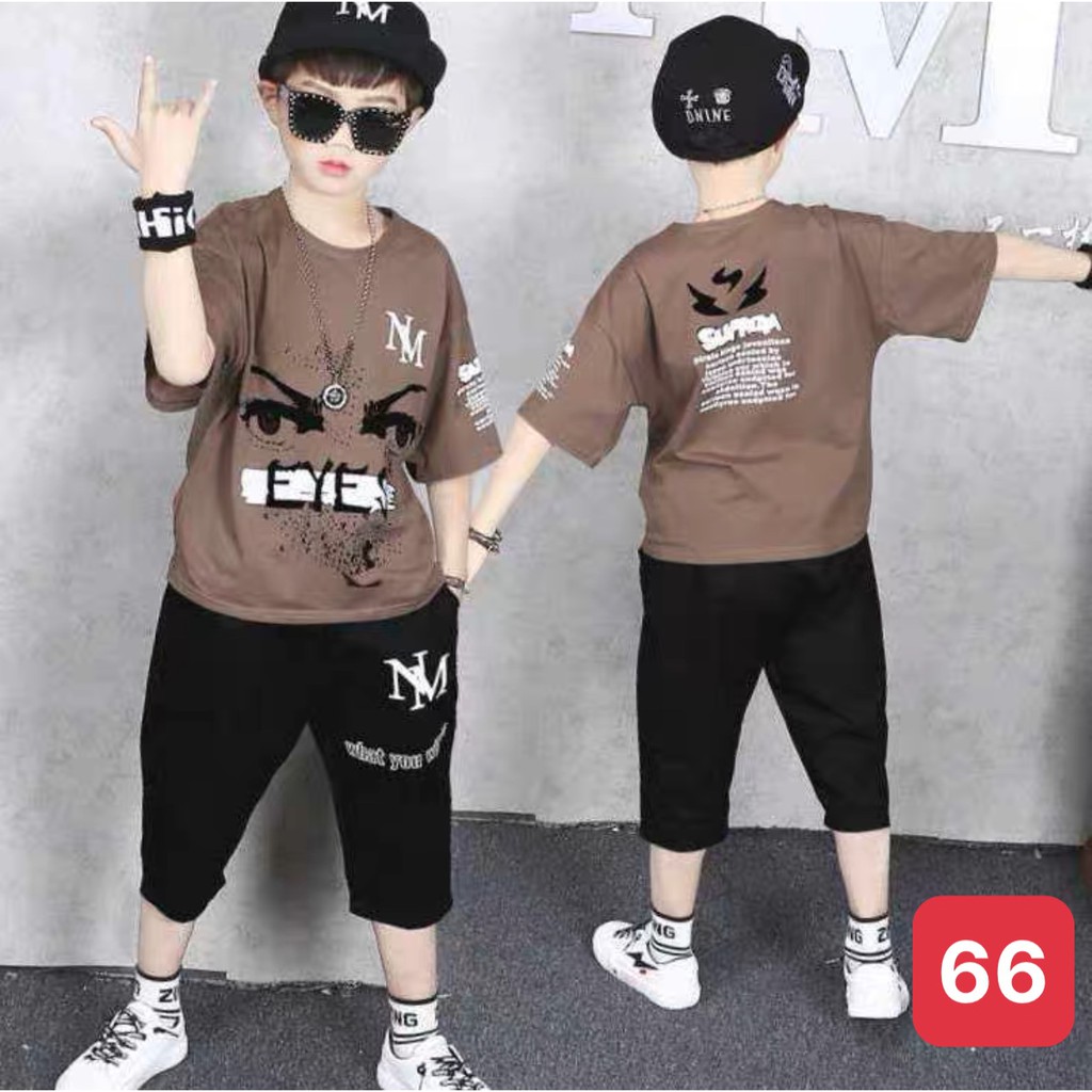 Bộ hè hip hop bé trai- bộ hè đôi mắt quần lửng cực đẹp mã 66 Chất Lượng Tốt