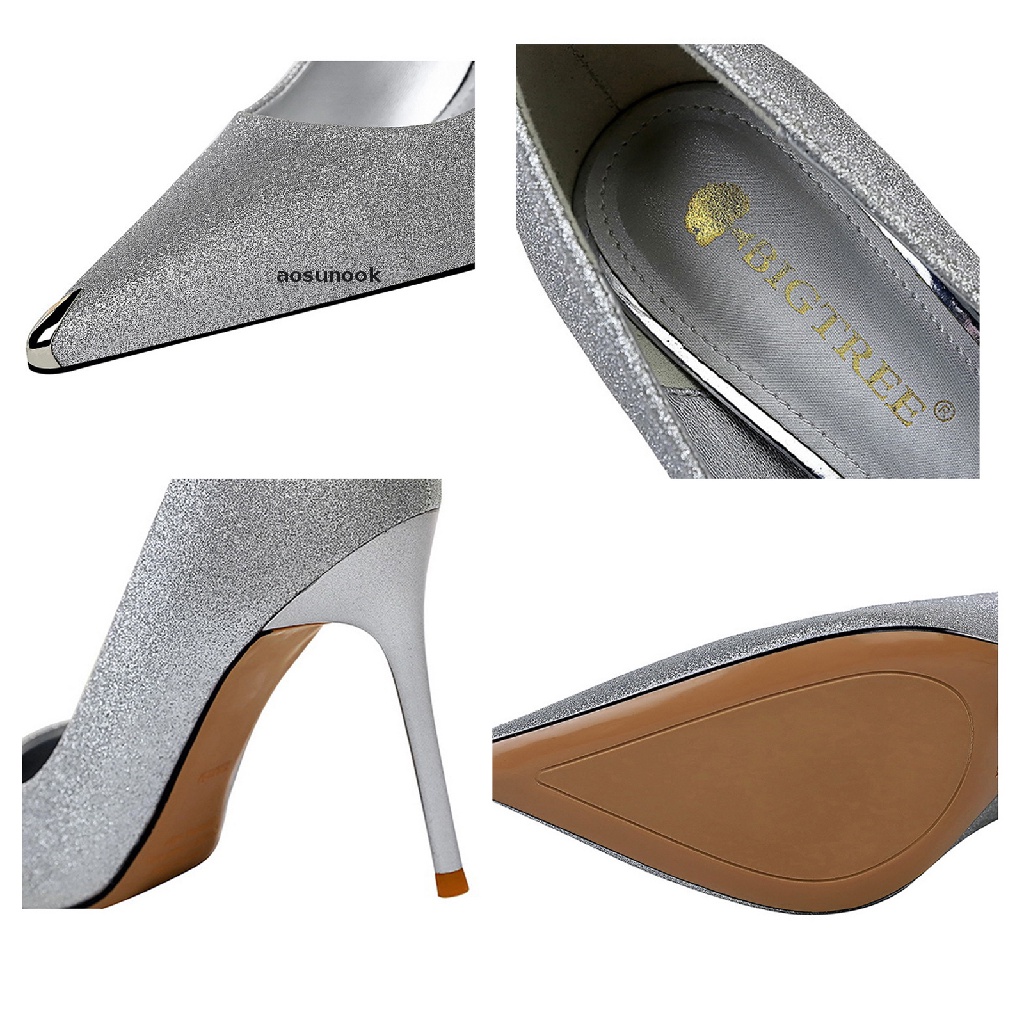 【ook】 Womens Glitter Stilettos Classic Pointed Toe Dress Pump Shoes .