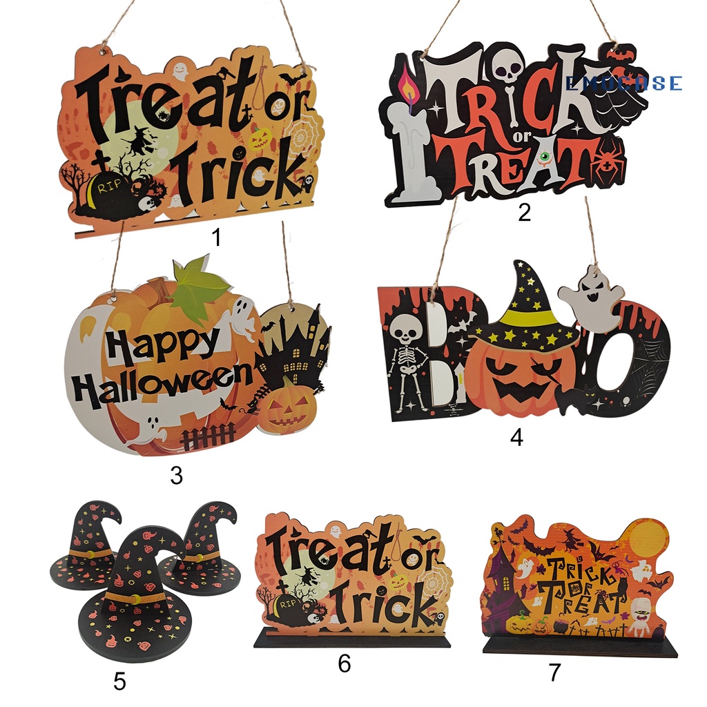Ny-door Mặt Dây Chuyền Chủ Đề Halloween Bằng Gỗ Đáng Yêu Tinh Tế Trang Trí Tường