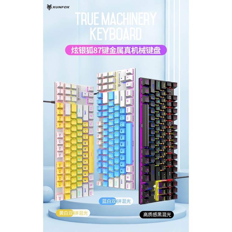 Bàn phím cơ Gaming K80 full Led nhiều chế độ có dây trục màu xanh, dùng cho laptop máy tính cây chơi game