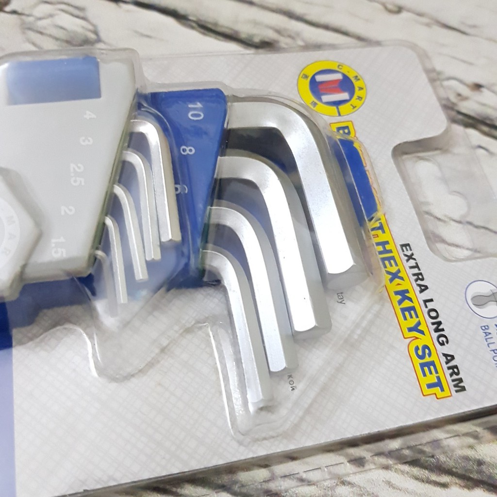 Bộ lục giác cmart cao cấp 9 chi tiết thép crv gồm các cỡ 1.5-2-2.5-3-4-5-6-8-10mm