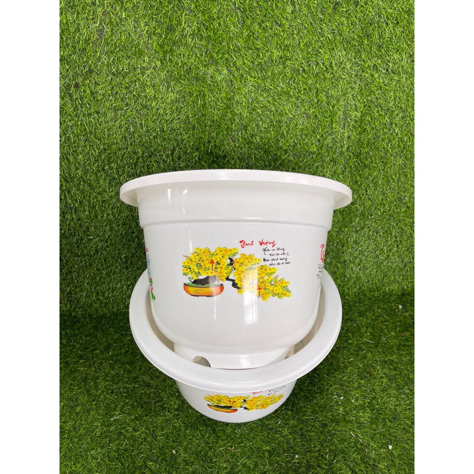 Chậu Nhựa Trồng Cây hoa văn 4 mùa A280 KT 24x17x14 cm