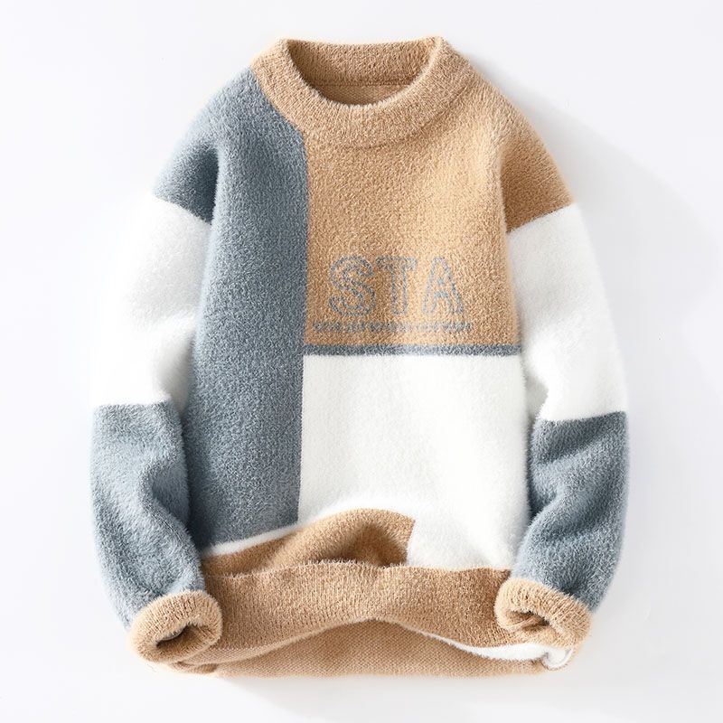 IMaodou Áo Sweater Lông Chồn Dày Dặn Cổ Tròn Thời Trang Thu Đông Hàn Quốc Mới Cho Nam