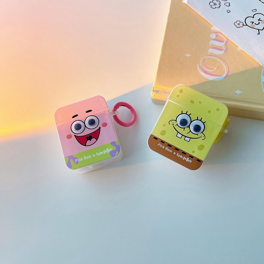 Vỏ Bảo Vệ Hộp Sạc Tai Nghe Bluetooth AirPods 1 2 pro 3 2021 gen3 Bằng Silicon Hình SpongeBob Mắt 3D Dễ Thương