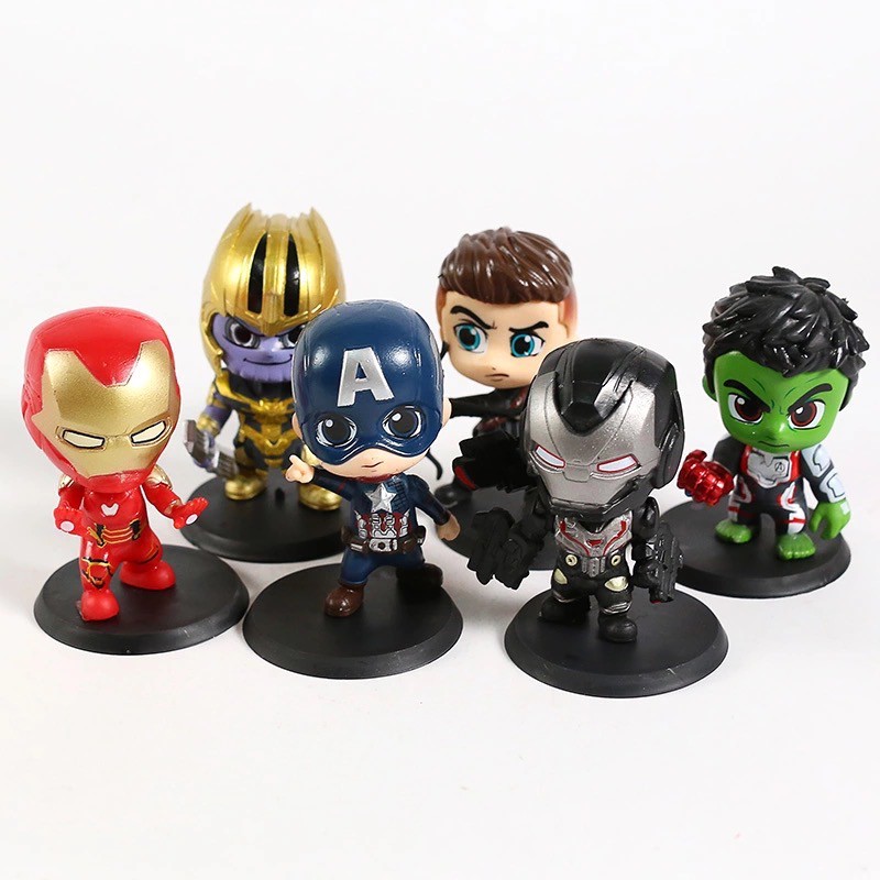 Mô Hình Nhân Vật Ironman C.america Hawkeye Warmachine Hulk Thanos Chibi