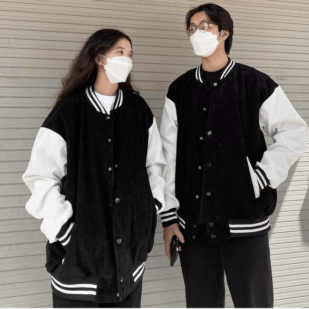 Áo Khoác Bomber Nam Chất Nhung Tăm Trơn Phối Viền Cổ Tay Trắng Form Rộng Che Nắng Tốt Mặc Đẹp Thoải Mái [NEW UNISEX]